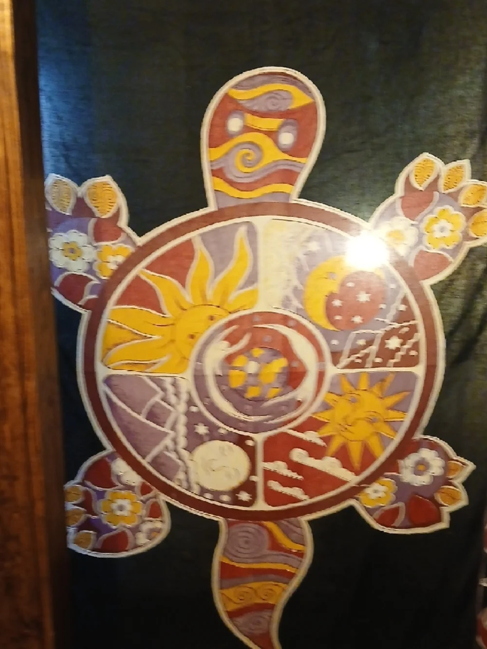 Vintage Gypsy Rose Bohemian Sun & Moon Turtle Wall Tapestry Yellow, Purple, Red